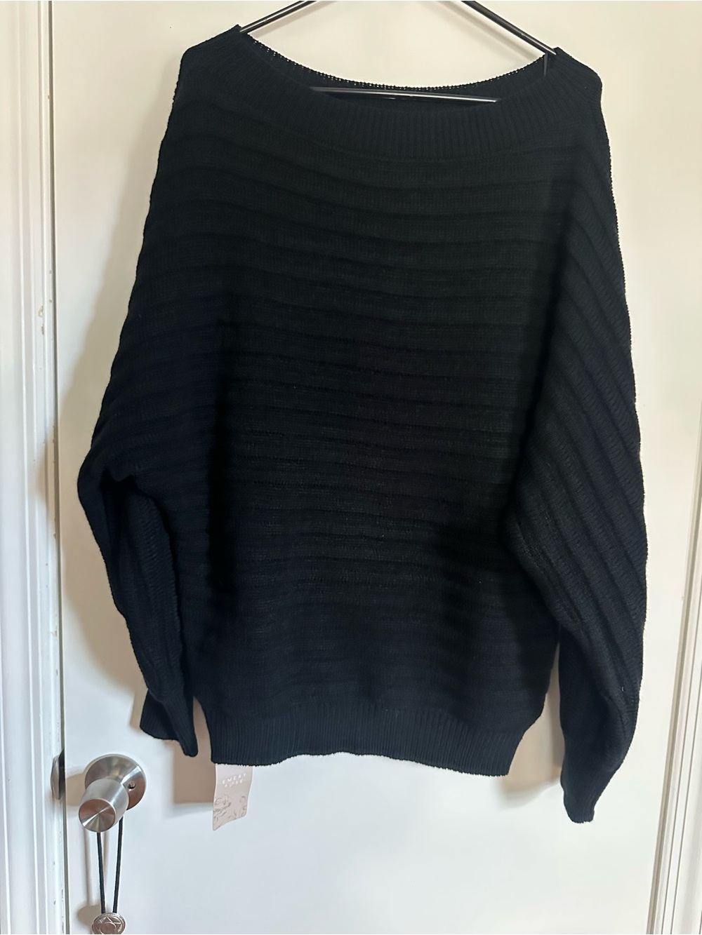 Emery Rose Black Ribbed Boatneck Sweater Women’s Size L